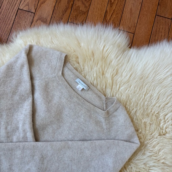 Garnet Hill Sweaters - SOLD 100% Cashmere Oatmeal Sweater Top with Lace Bottom Trim